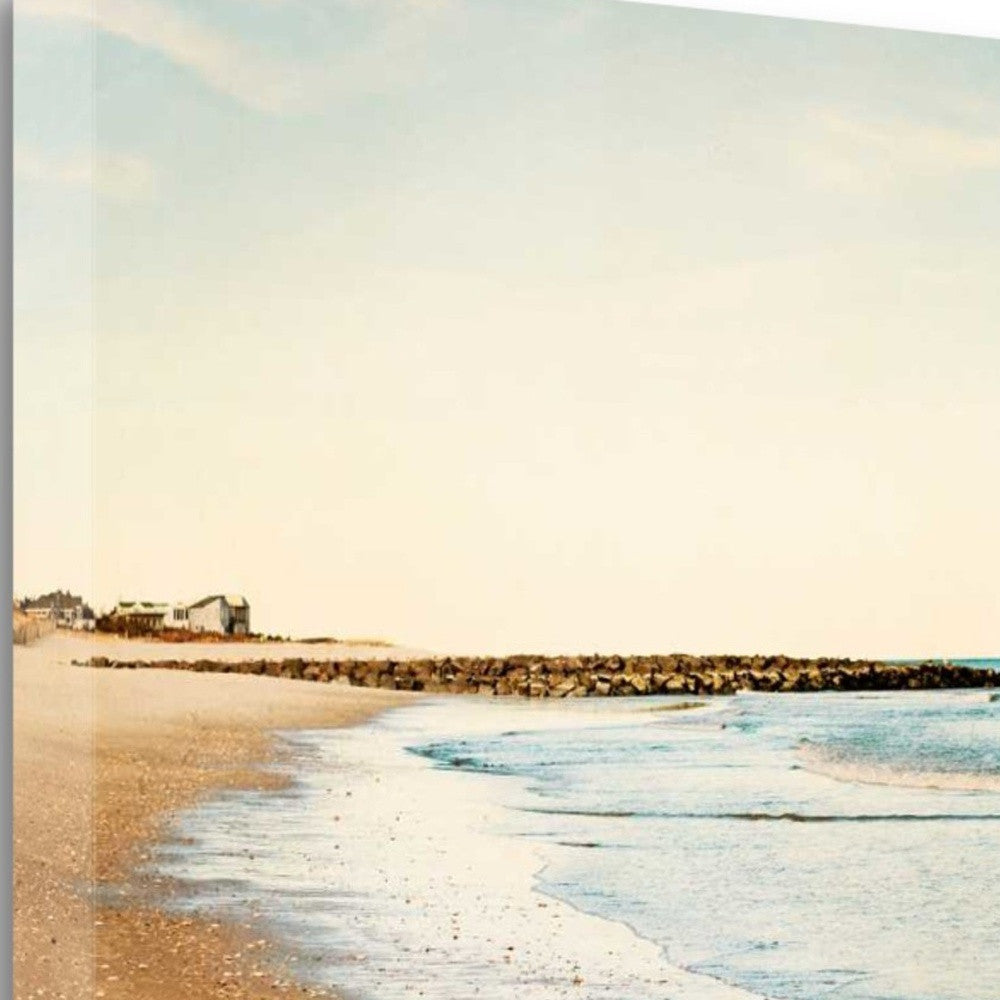 HomeRoots 26" Turquoise Backwash Beautiful Coastal Beach Giclee Wrap Canvas Wall Art