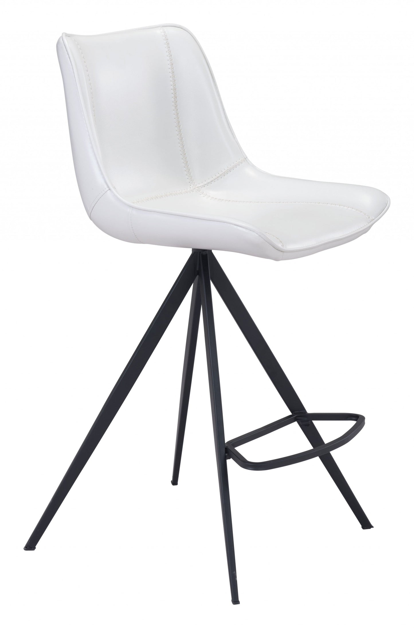 HomeRoots 26" White And Black Steel Low Back Counter Height Bar Chairs in Set of Two