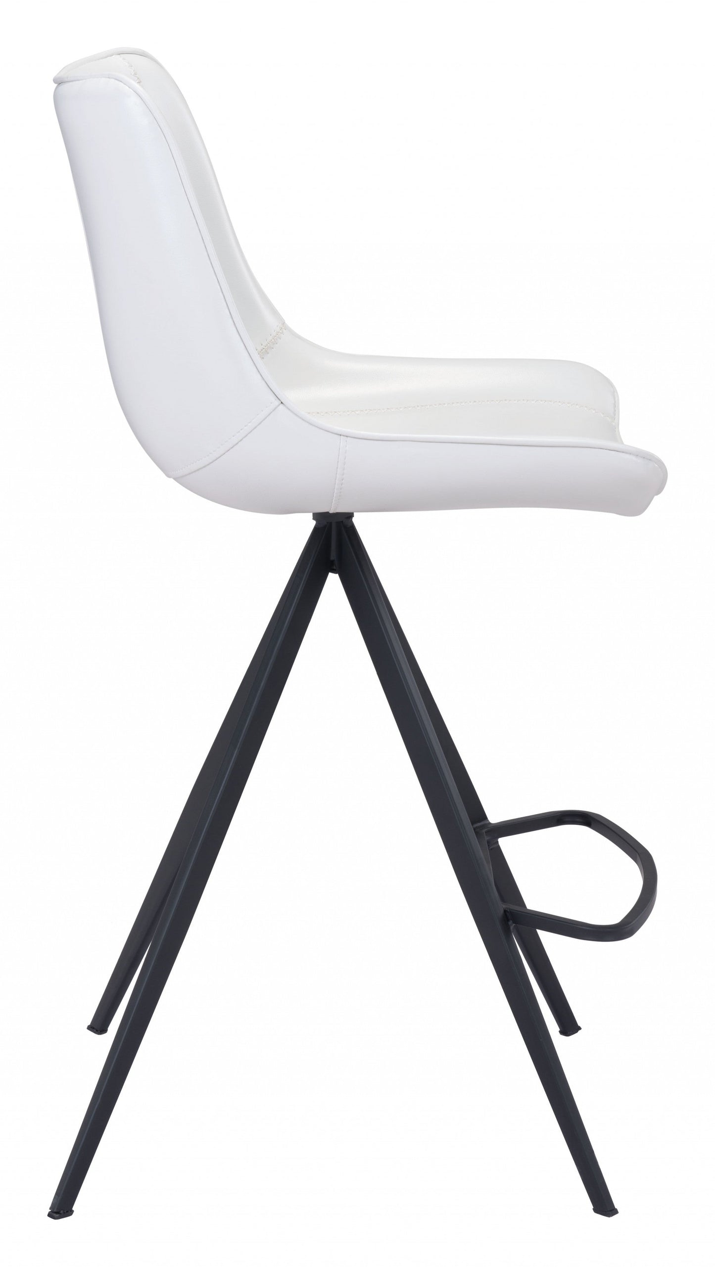 HomeRoots 26" White And Black Steel Low Back Counter Height Bar Chairs in Set of Two