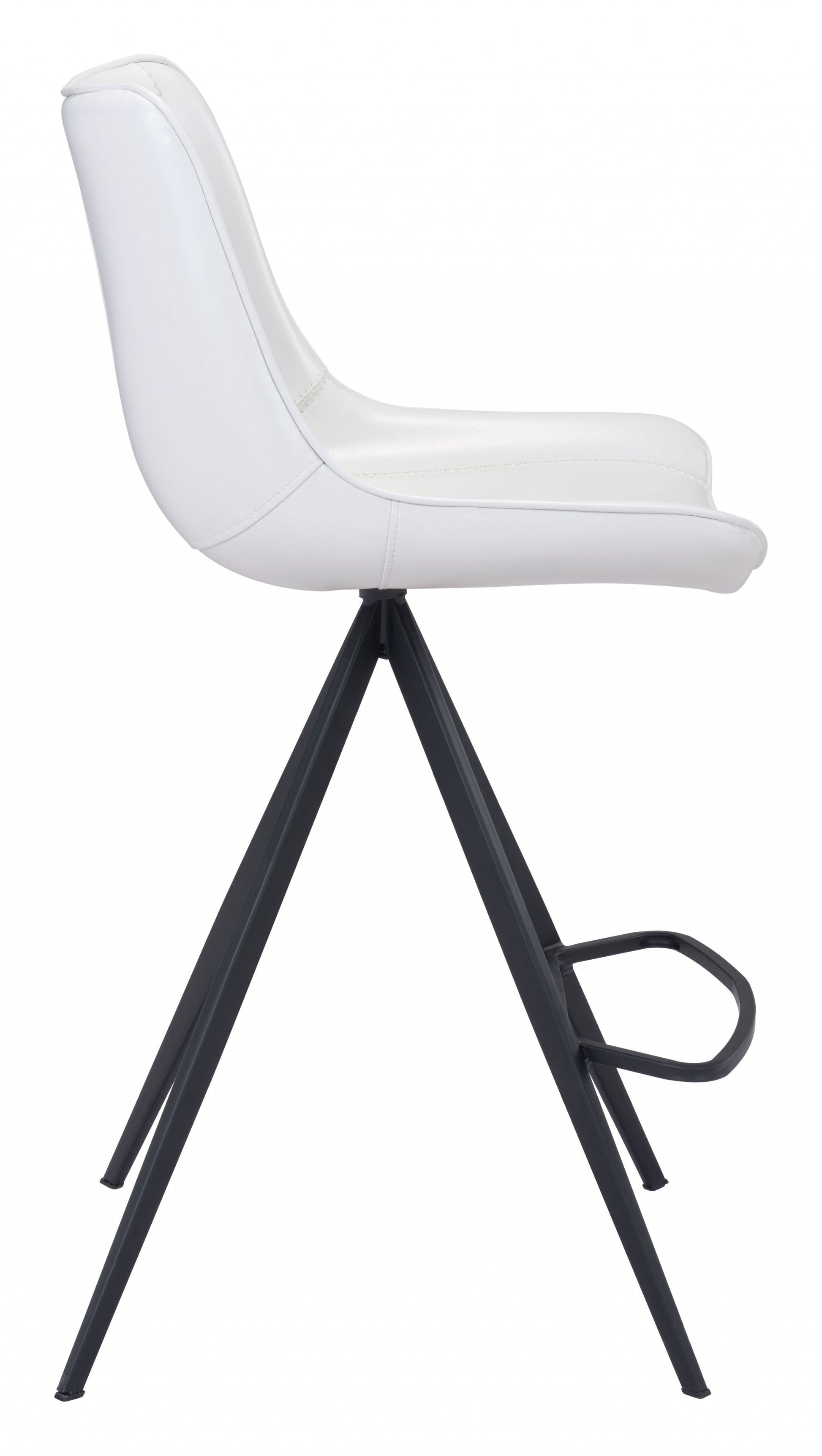 HomeRoots 26" White And Black Steel Low Back Counter Height Bar Chairs in Set of Two