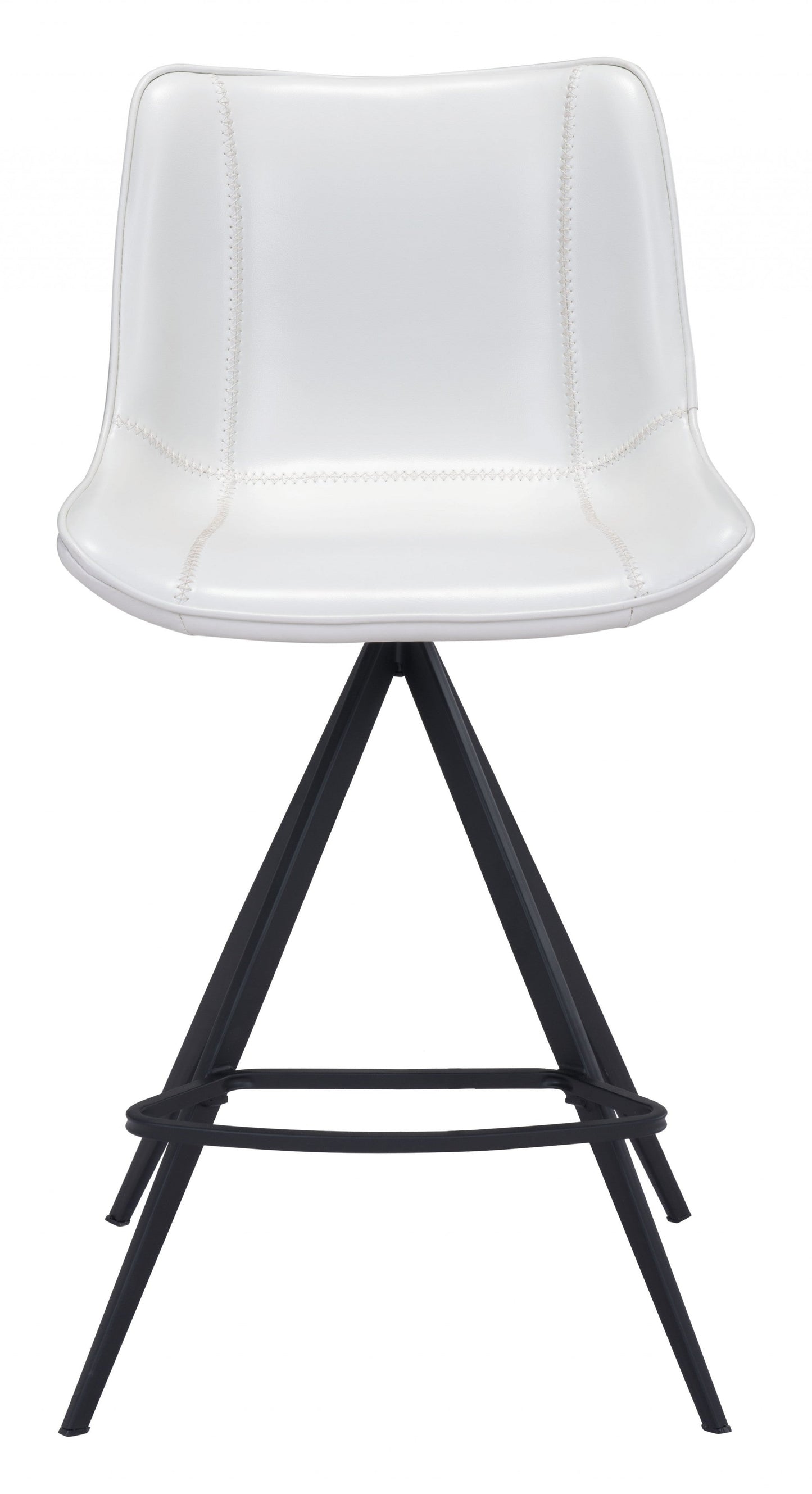 HomeRoots 26" White And Black Steel Low Back Counter Height Bar Chairs in Set of Two