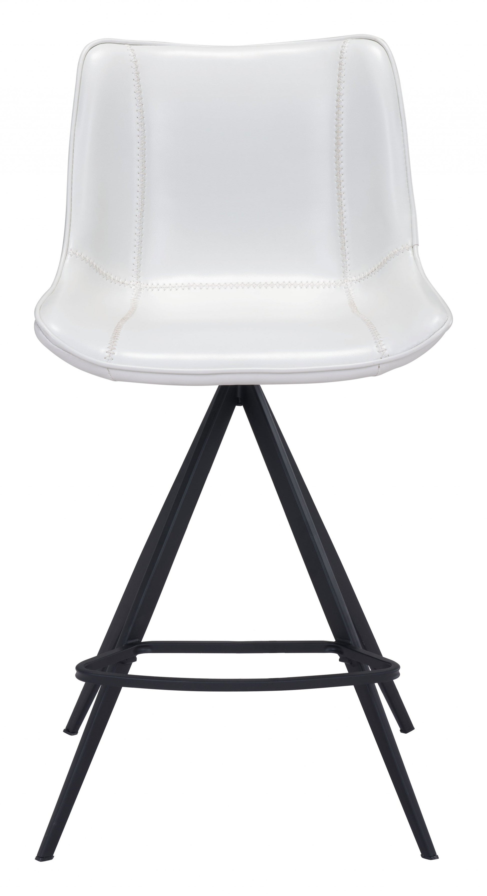 HomeRoots 26" White And Black Steel Low Back Counter Height Bar Chairs in Set of Two