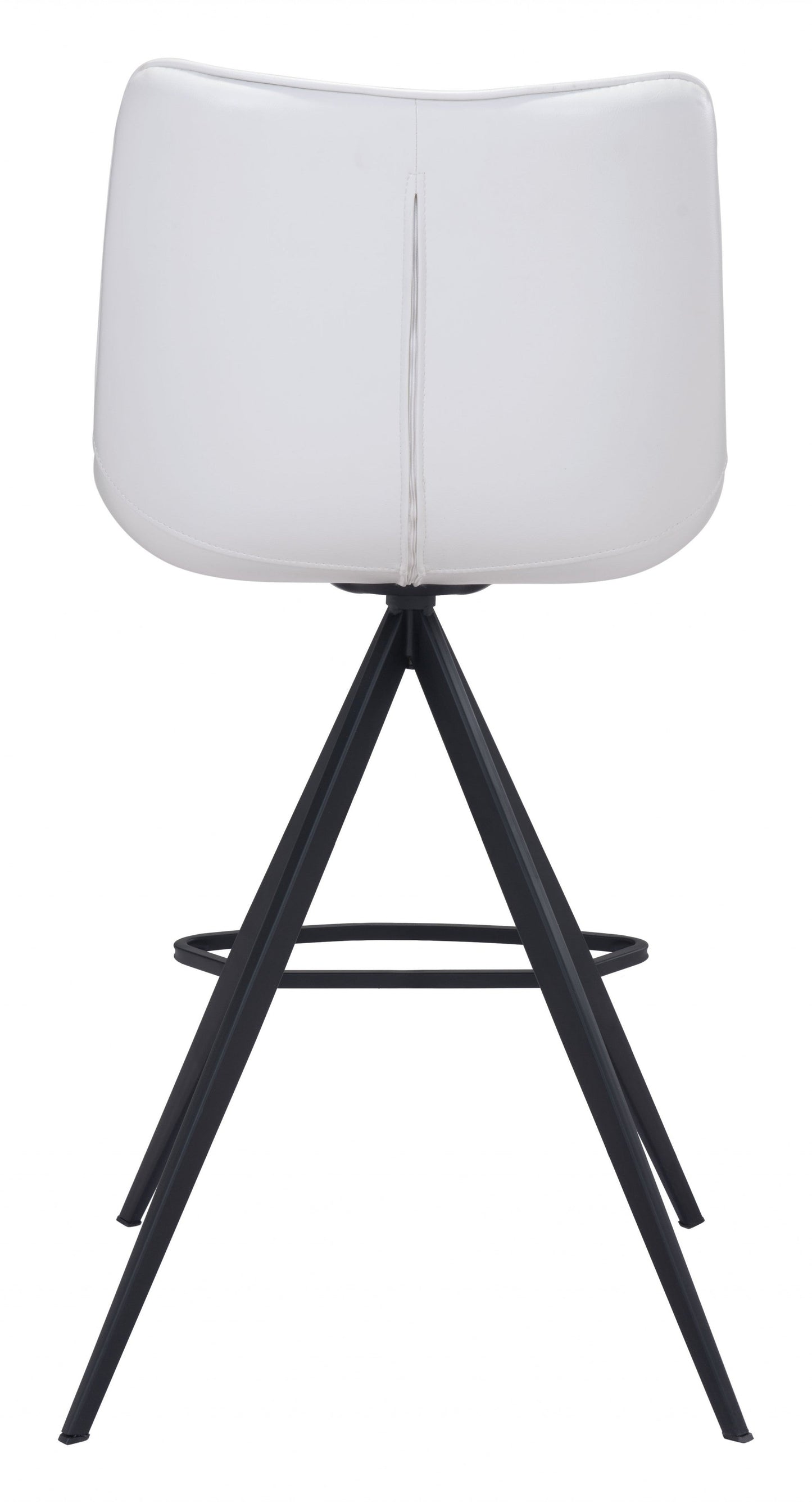 HomeRoots 26" White And Black Steel Low Back Counter Height Bar Chairs in Set of Two