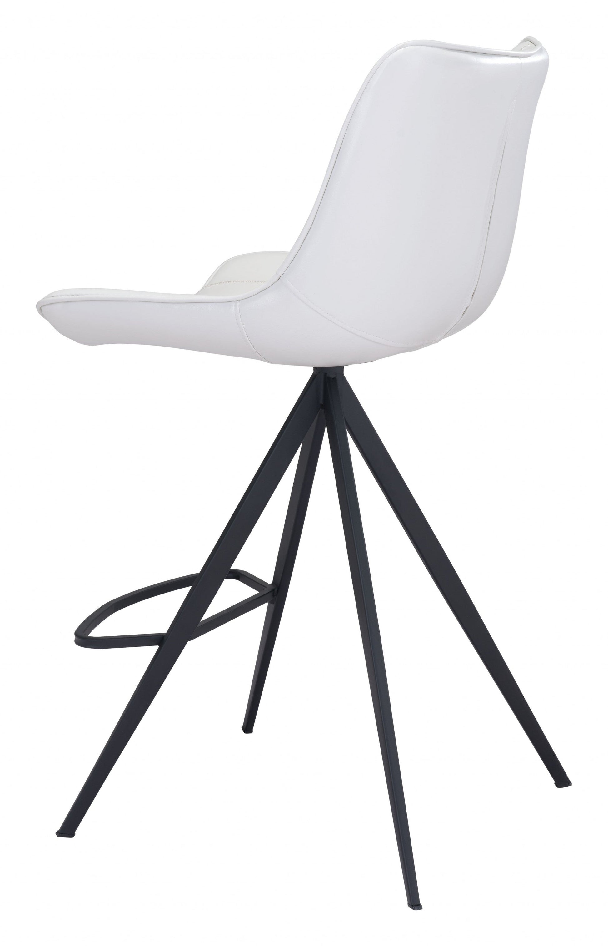 HomeRoots 26" White And Black Steel Low Back Counter Height Bar Chairs in Set of Two