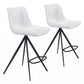 HomeRoots 26" White And Black Steel Low Back Counter Height Bar Chairs in Set of Two