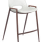 HomeRoots 26" White And Brown Steel Low Back Counter Height Bar Chairs in Set of Two