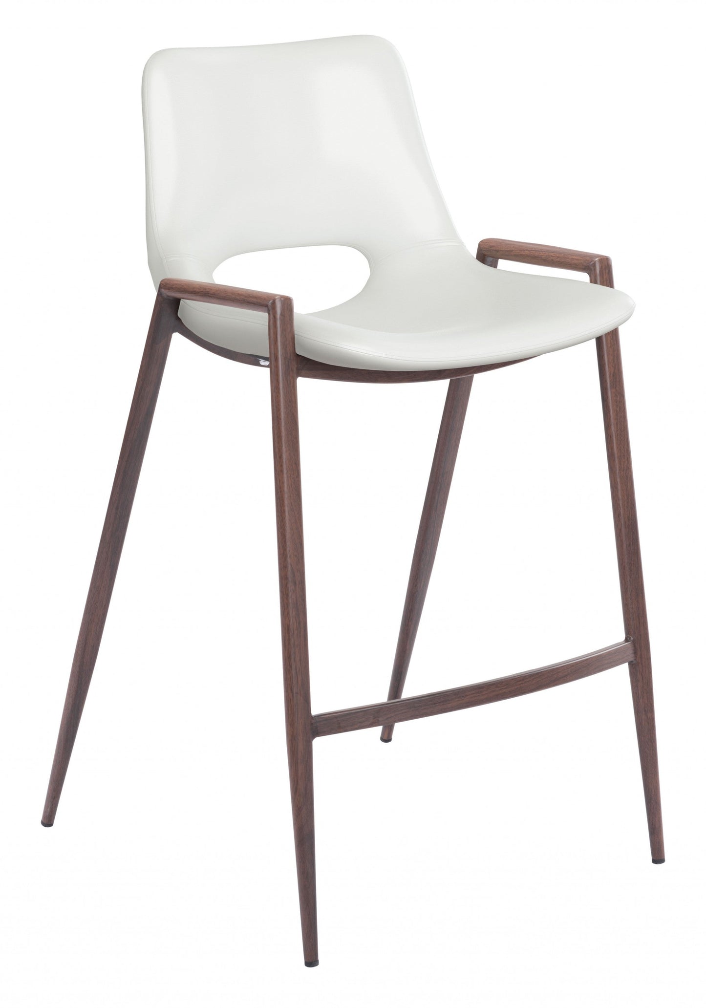 HomeRoots 26" White And Brown Steel Low Back Counter Height Bar Chairs in Set of Two