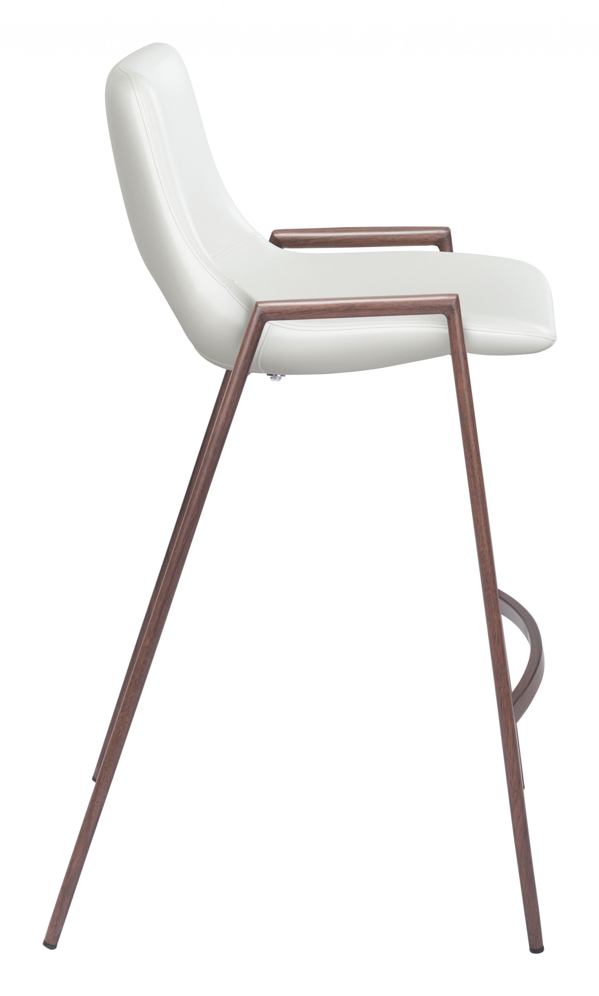 HomeRoots 26" White And Brown Steel Low Back Counter Height Bar Chairs in Set of Two
