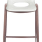 HomeRoots 26" White And Brown Steel Low Back Counter Height Bar Chairs in Set of Two