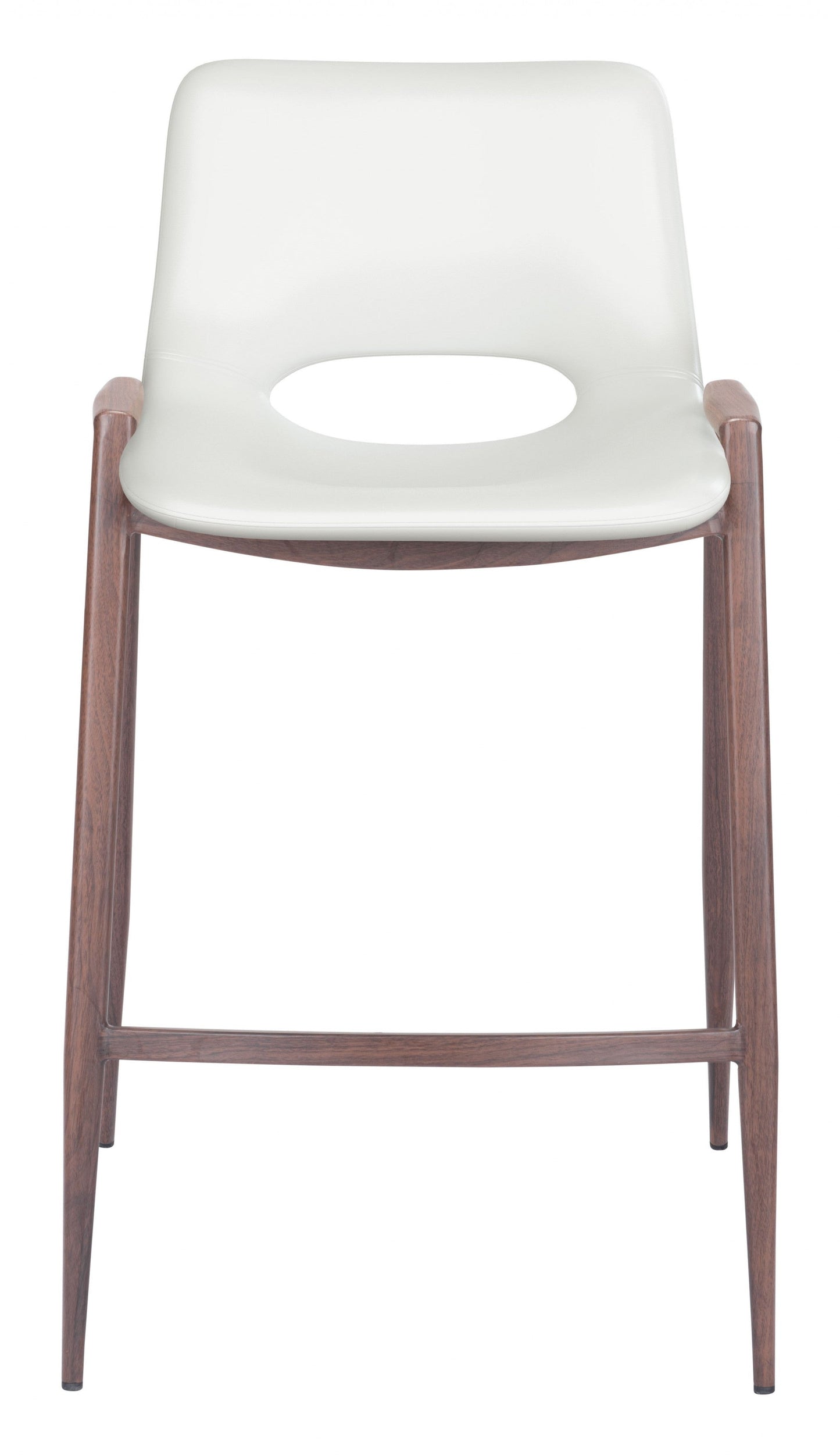 HomeRoots 26" White And Brown Steel Low Back Counter Height Bar Chairs in Set of Two