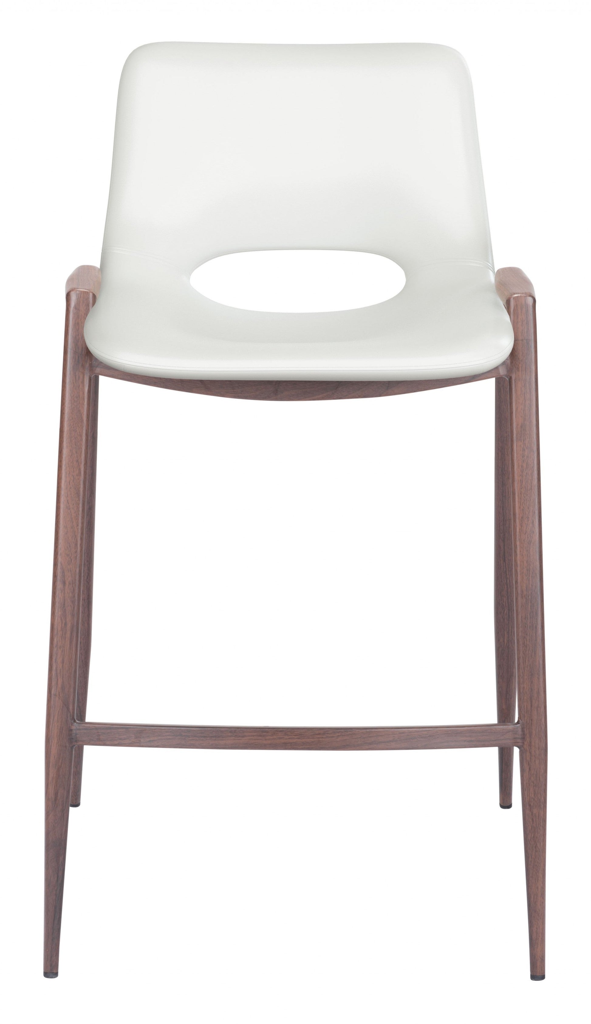 HomeRoots 26" White And Brown Steel Low Back Counter Height Bar Chairs in Set of Two