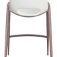 HomeRoots 26" White And Brown Steel Low Back Counter Height Bar Chairs in Set of Two