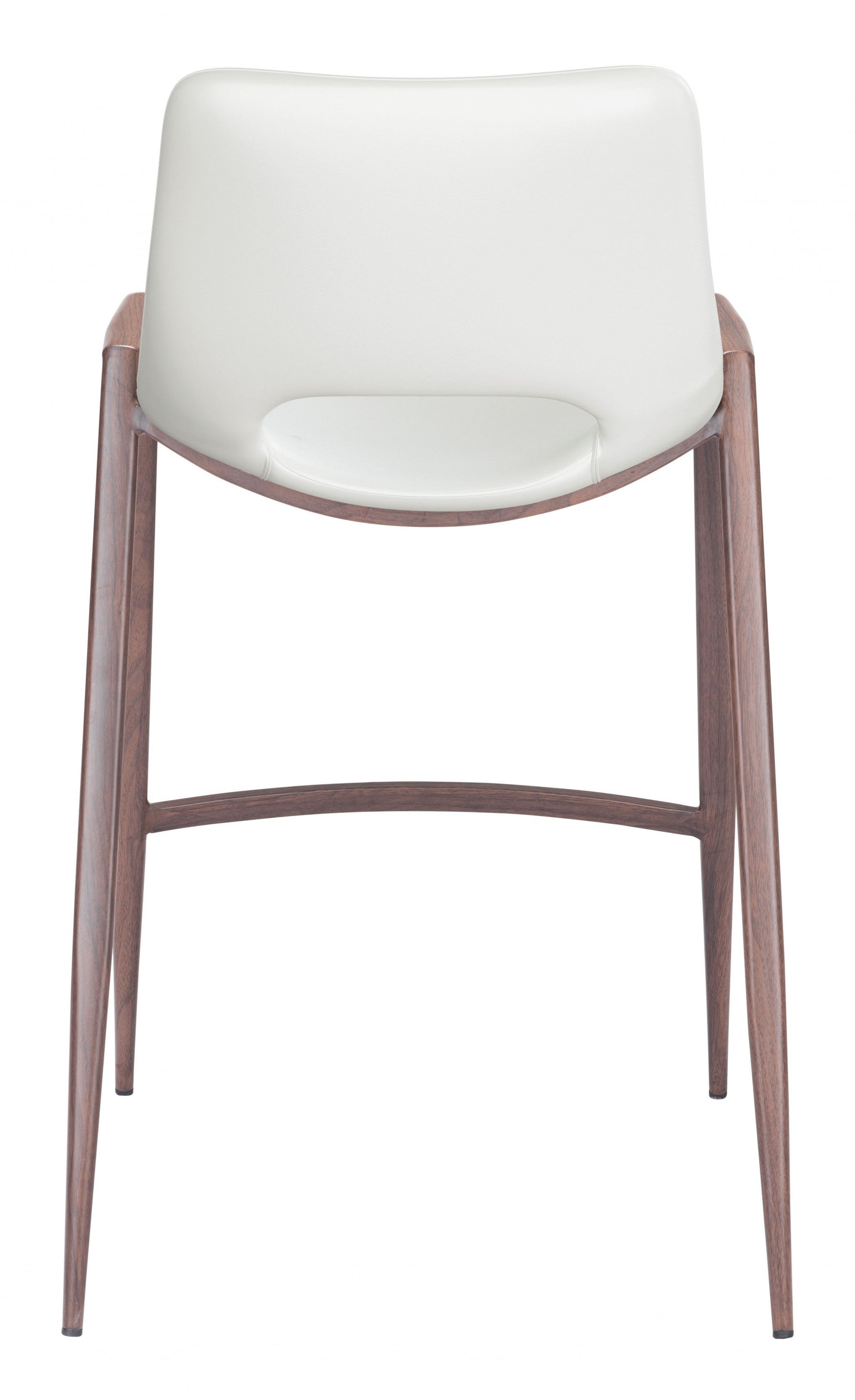 HomeRoots 26" White And Brown Steel Low Back Counter Height Bar Chairs in Set of Two