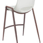 HomeRoots 26" White And Brown Steel Low Back Counter Height Bar Chairs in Set of Two