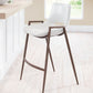 HomeRoots 26" White And Brown Steel Low Back Counter Height Bar Chairs in Set of Two