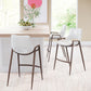 HomeRoots 26" White And Brown Steel Low Back Counter Height Bar Chairs in Set of Two