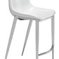 HomeRoots 26" White And Silver Steel Low Back Counter Height Bar Chairs in Set of Two