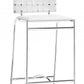 HomeRoots 26" White And Silver Steel Low Back Counter Height Bar Chairs in Set of Two