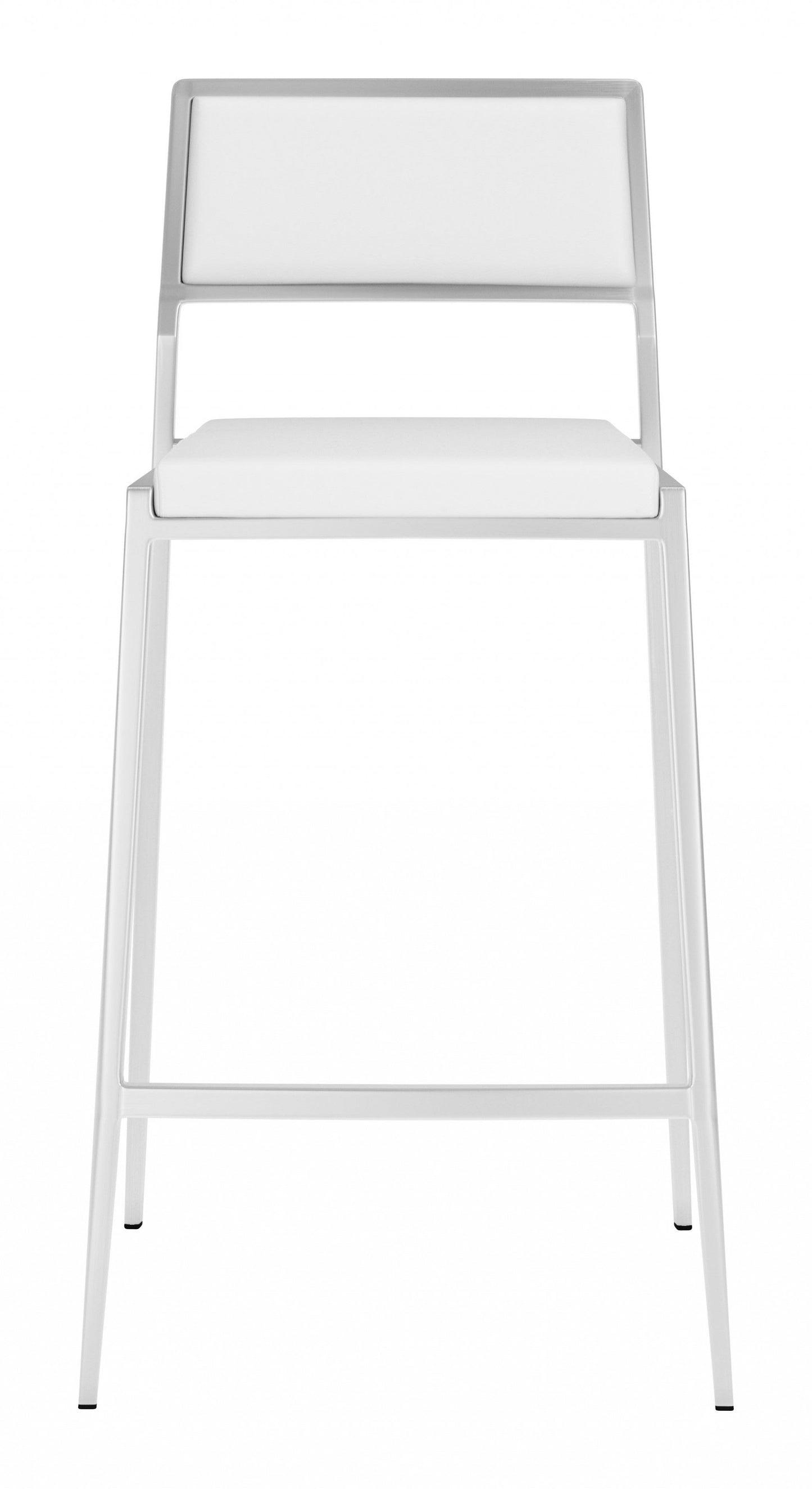 HomeRoots 26" White And Silver Steel Low Back Counter Height Bar Chairs in Set of Two