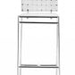 HomeRoots 26" White And Silver Steel Low Back Counter Height Bar Chairs in Set of Two