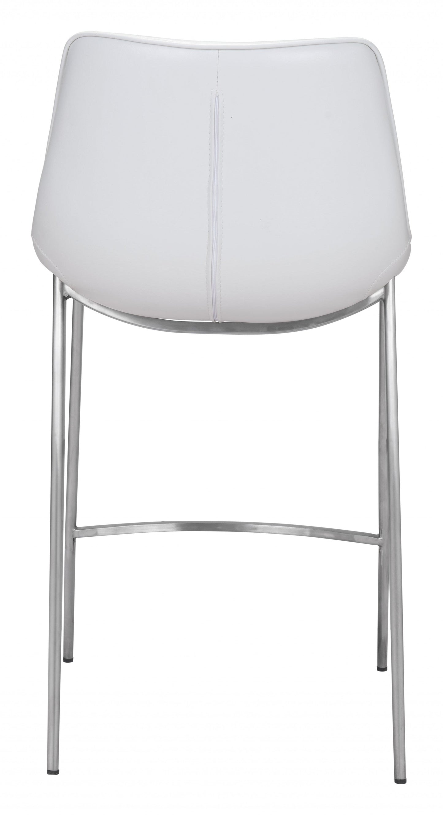 HomeRoots 26" White And Silver Steel Low Back Counter Height Bar Chairs in Set of Two