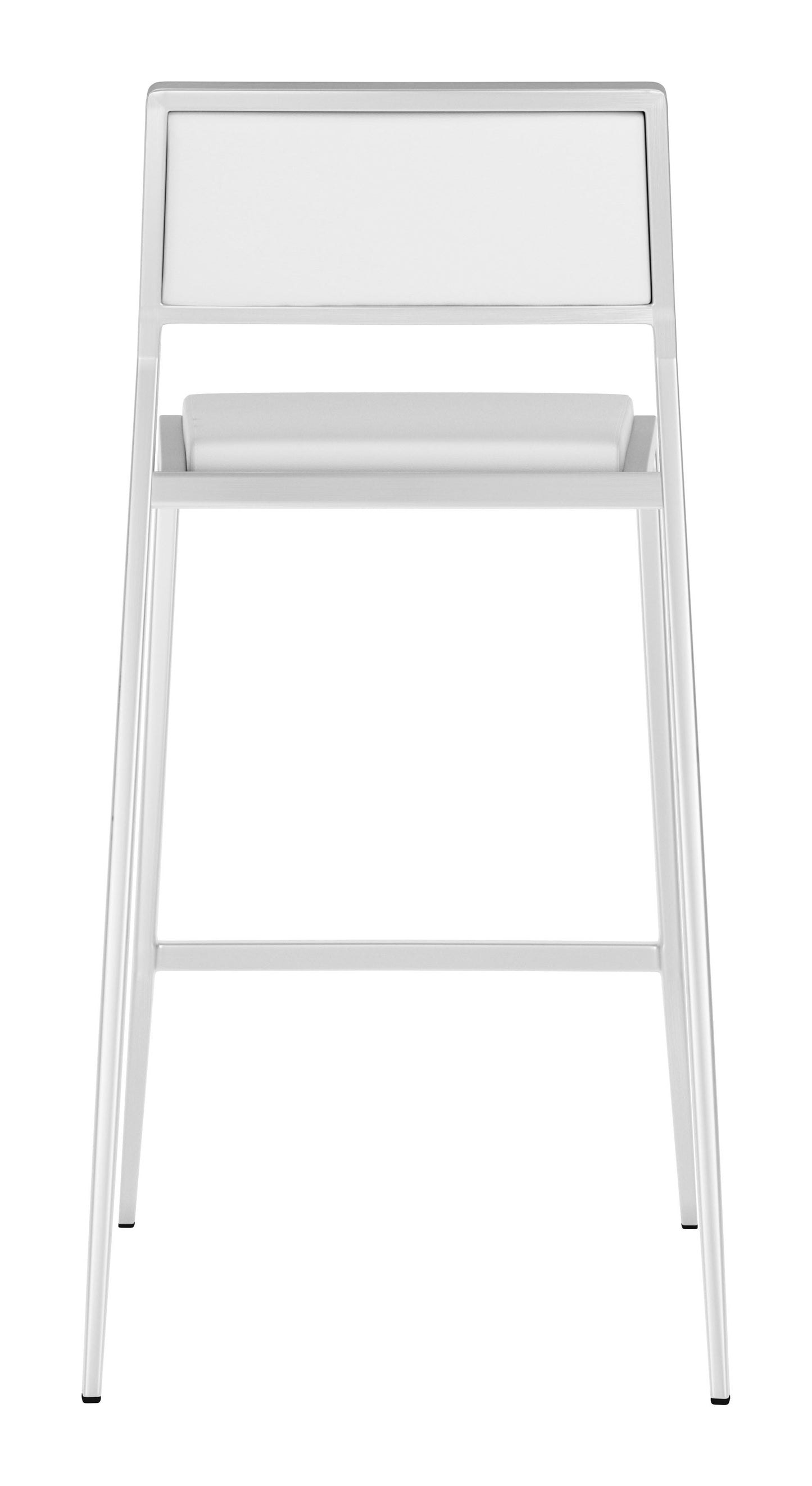 HomeRoots 26" White And Silver Steel Low Back Counter Height Bar Chairs in Set of Two
