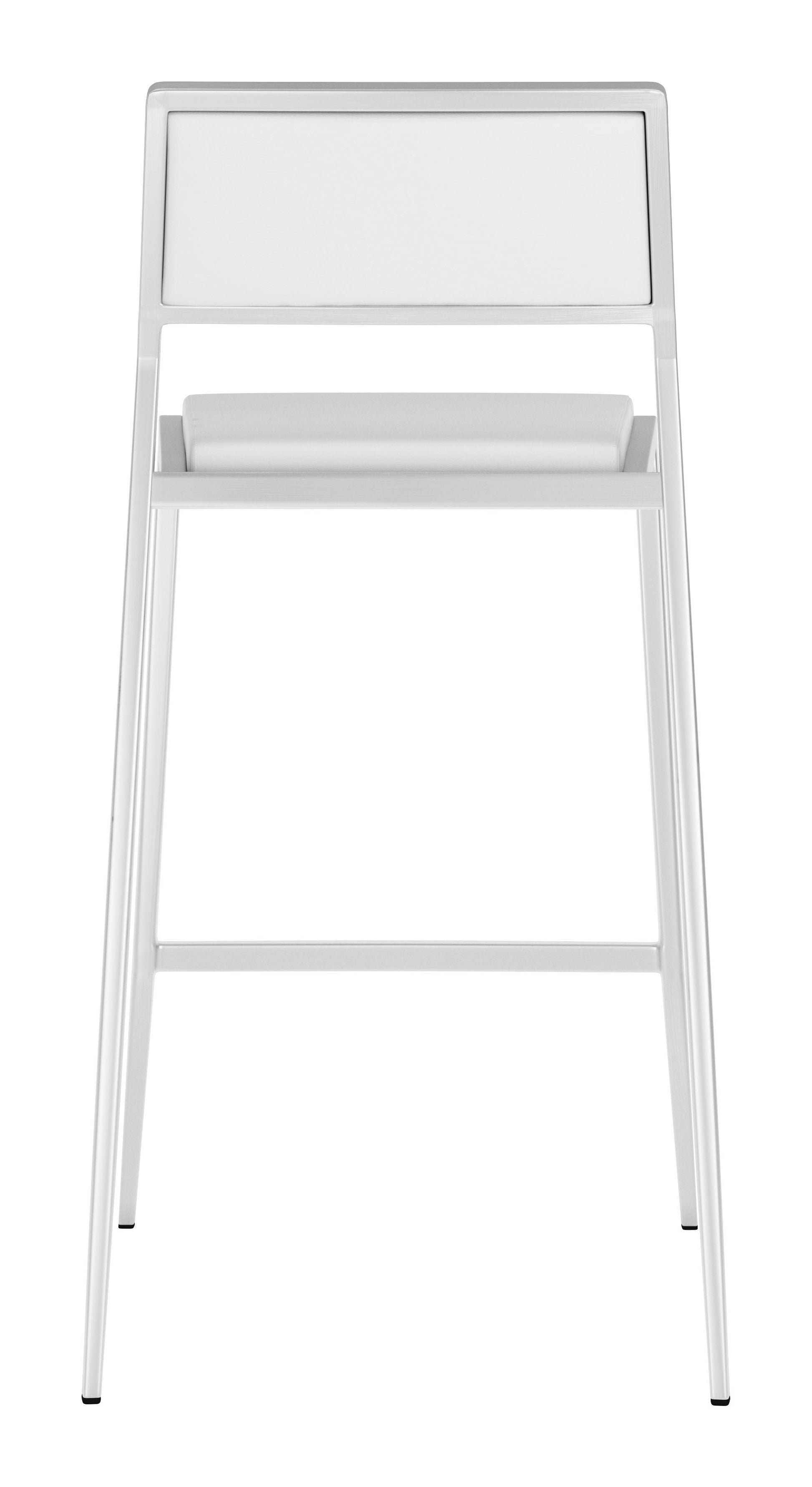 HomeRoots 26" White And Silver Steel Low Back Counter Height Bar Chairs in Set of Two