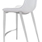 HomeRoots 26" White And Silver Steel Low Back Counter Height Bar Chairs in Set of Two