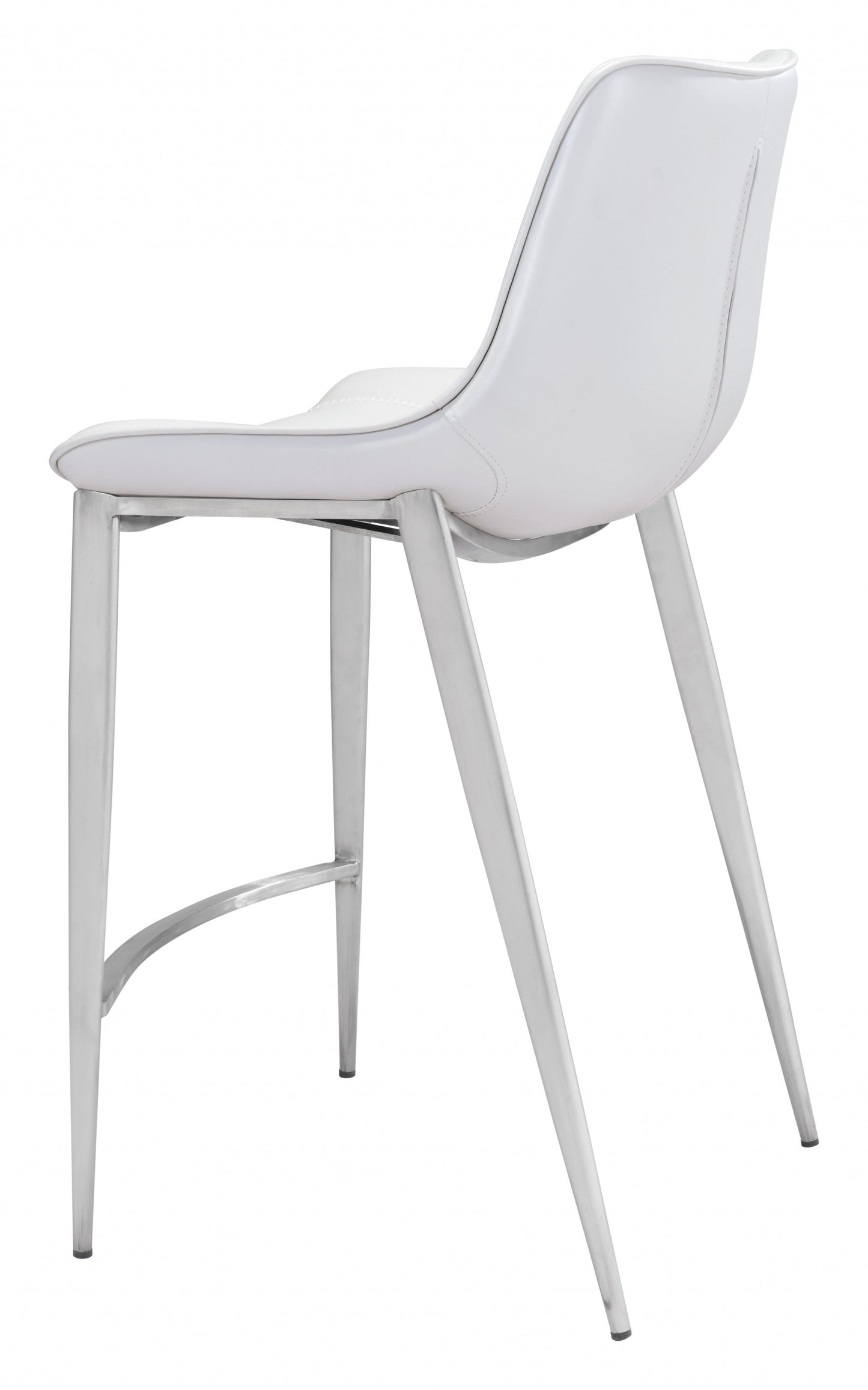 HomeRoots 26" White And Silver Steel Low Back Counter Height Bar Chairs in Set of Two