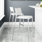 HomeRoots 26" White And Silver Steel Low Back Counter Height Bar Chairs in Set of Two