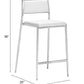 HomeRoots 26" White And Silver Steel Low Back Counter Height Bar Chairs in Set of Two