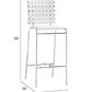 HomeRoots 26" White And Silver Steel Low Back Counter Height Bar Chairs in Set of Two
