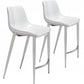 HomeRoots 26" White And Silver Steel Low Back Counter Height Bar Chairs in Set of Two