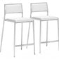HomeRoots 26" White And Silver Steel Low Back Counter Height Bar Chairs in Set of Two