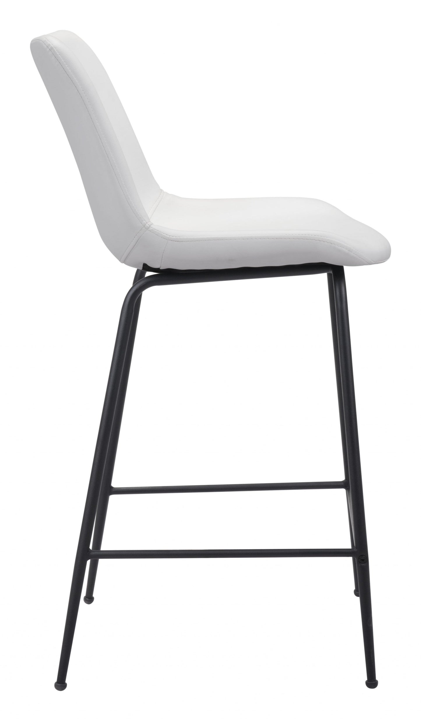 HomeRoots 26" White Low Back Counter Height Bar Chair With Black Steel Base