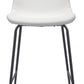 HomeRoots 26" White Low Back Counter Height Bar Chair With Black Steel Base