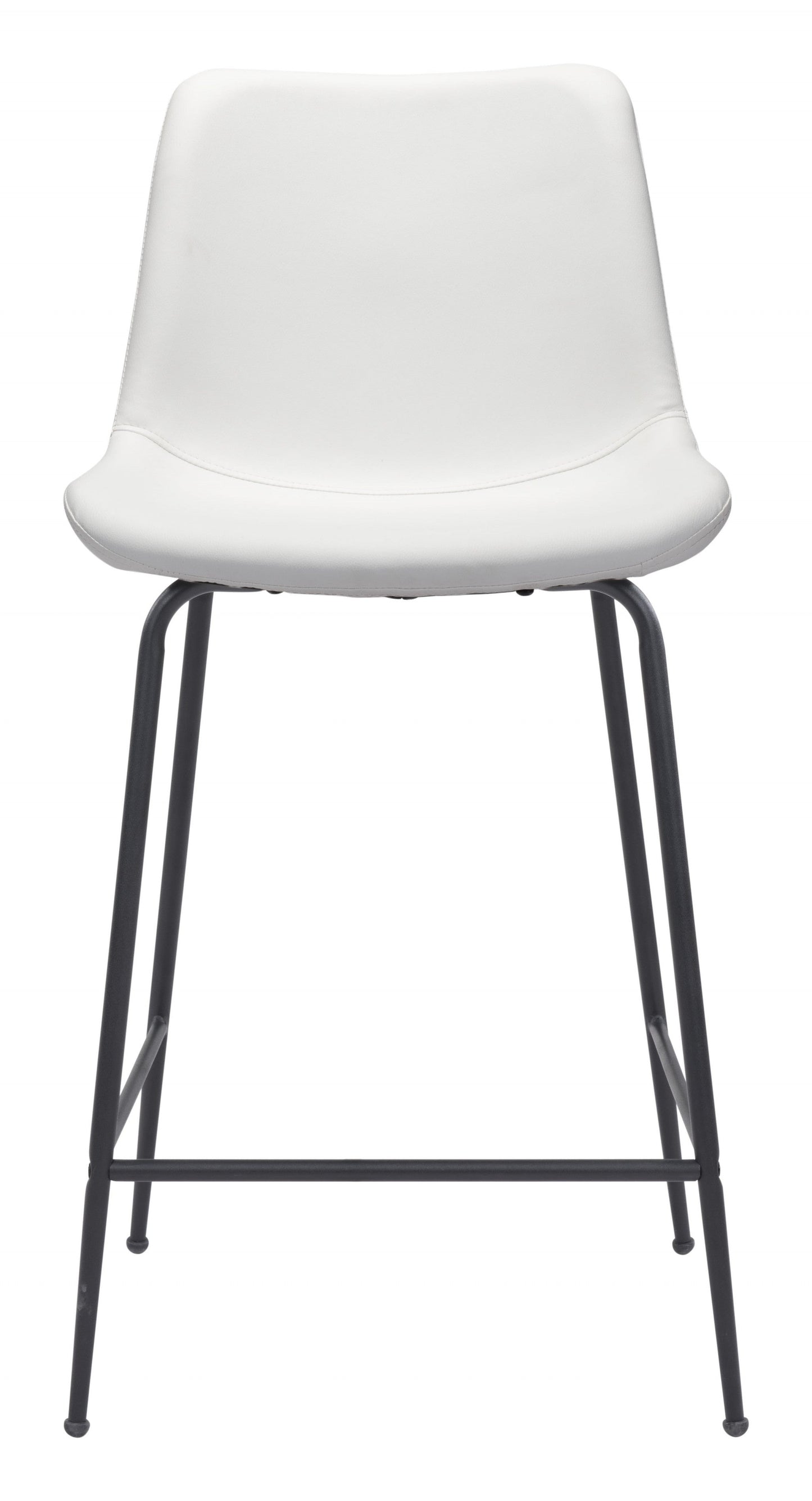HomeRoots 26" White Low Back Counter Height Bar Chair With Black Steel Base