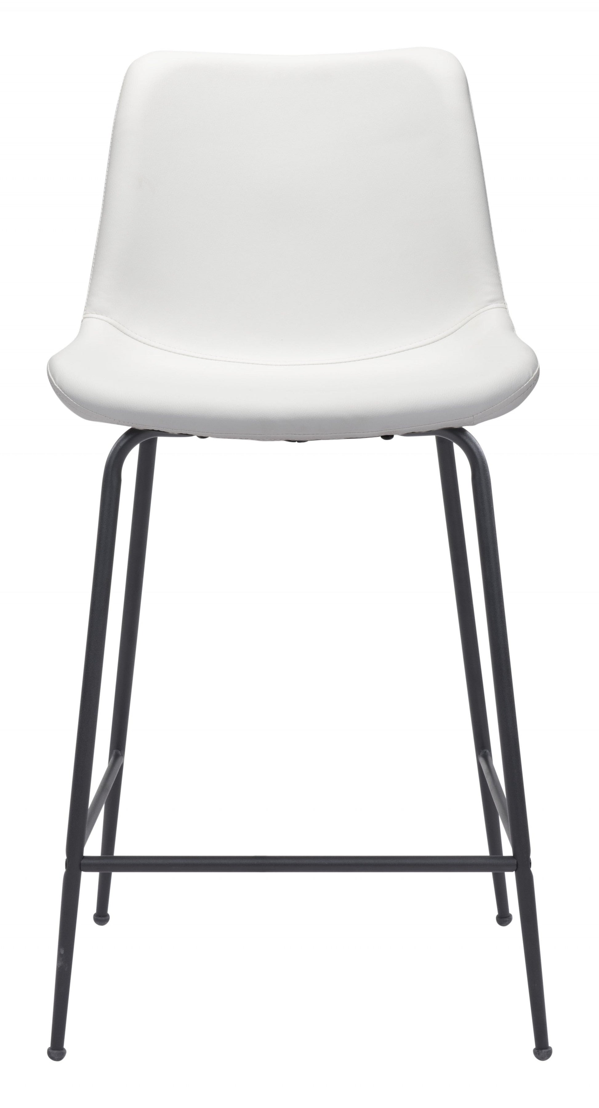 HomeRoots 26" White Low Back Counter Height Bar Chair With Black Steel Base