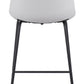 HomeRoots 26" White Low Back Counter Height Bar Chair With Black Steel Base
