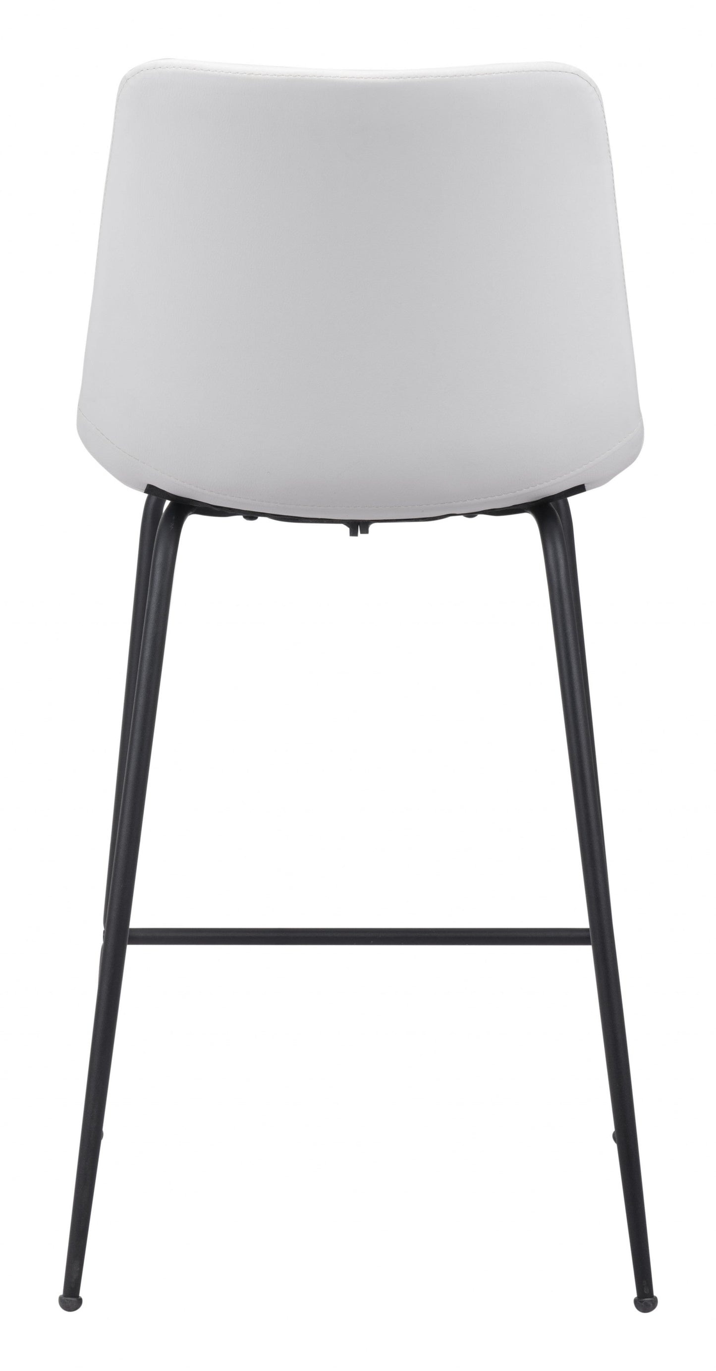 HomeRoots 26" White Low Back Counter Height Bar Chair With Black Steel Base