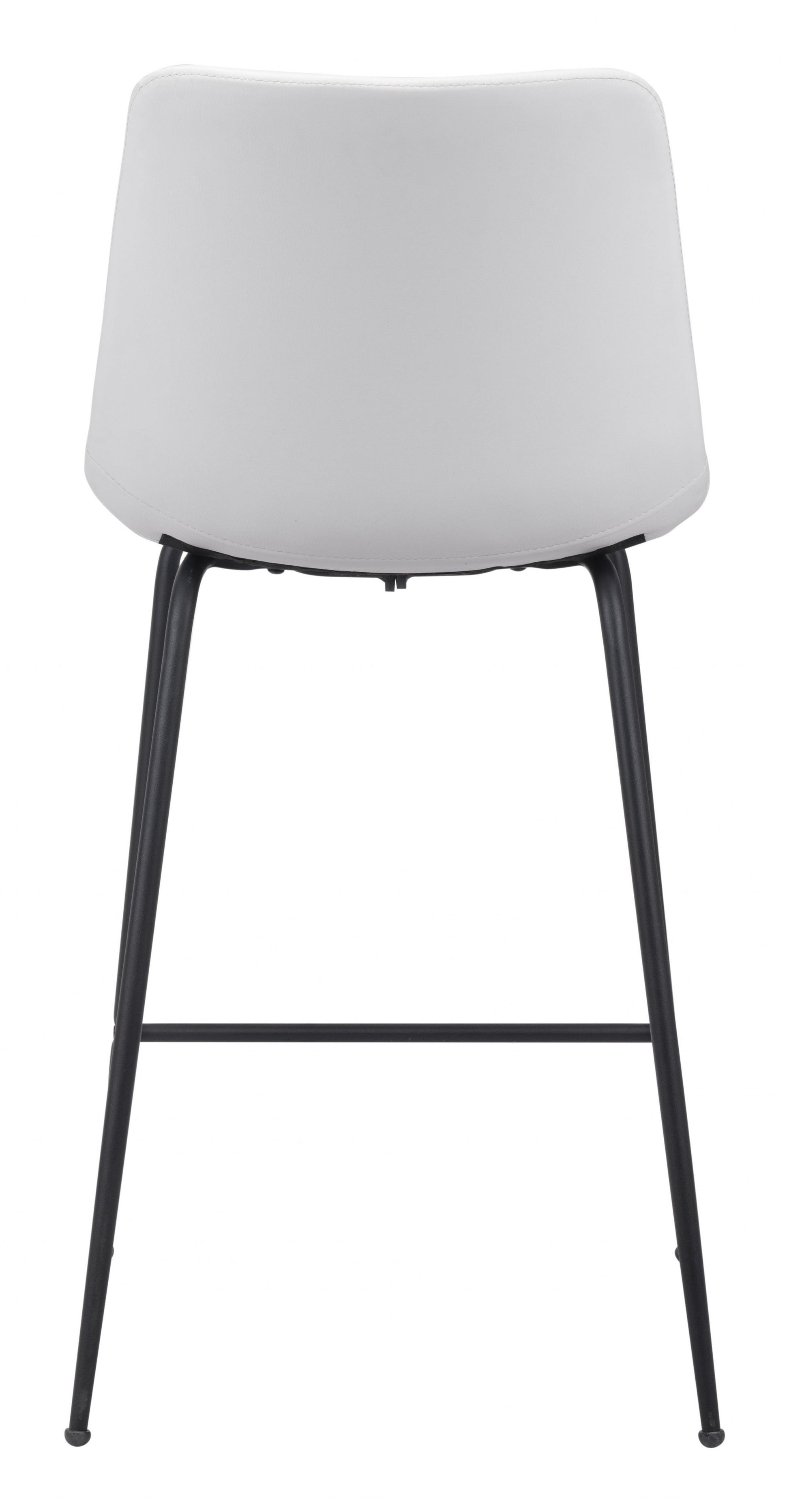 HomeRoots 26" White Low Back Counter Height Bar Chair With Black Steel Base