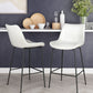 HomeRoots 26" White Low Back Counter Height Bar Chair With Black Steel Base