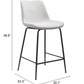HomeRoots 26" White Low Back Counter Height Bar Chair With Black Steel Base