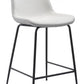 HomeRoots 26" White Low Back Counter Height Bar Chair With Black Steel Base