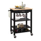 HomeRoots 26" x 18" x 36" Natural And Black Kitchen Cart