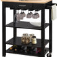 HomeRoots 26" x 18" x 36" Natural And Black Kitchen Cart