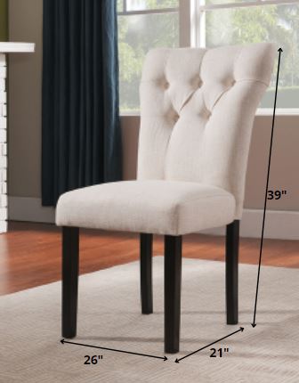 HomeRoots 26' x 21' x 39' 2-Piece Beige Linen And Walnut Side Chair