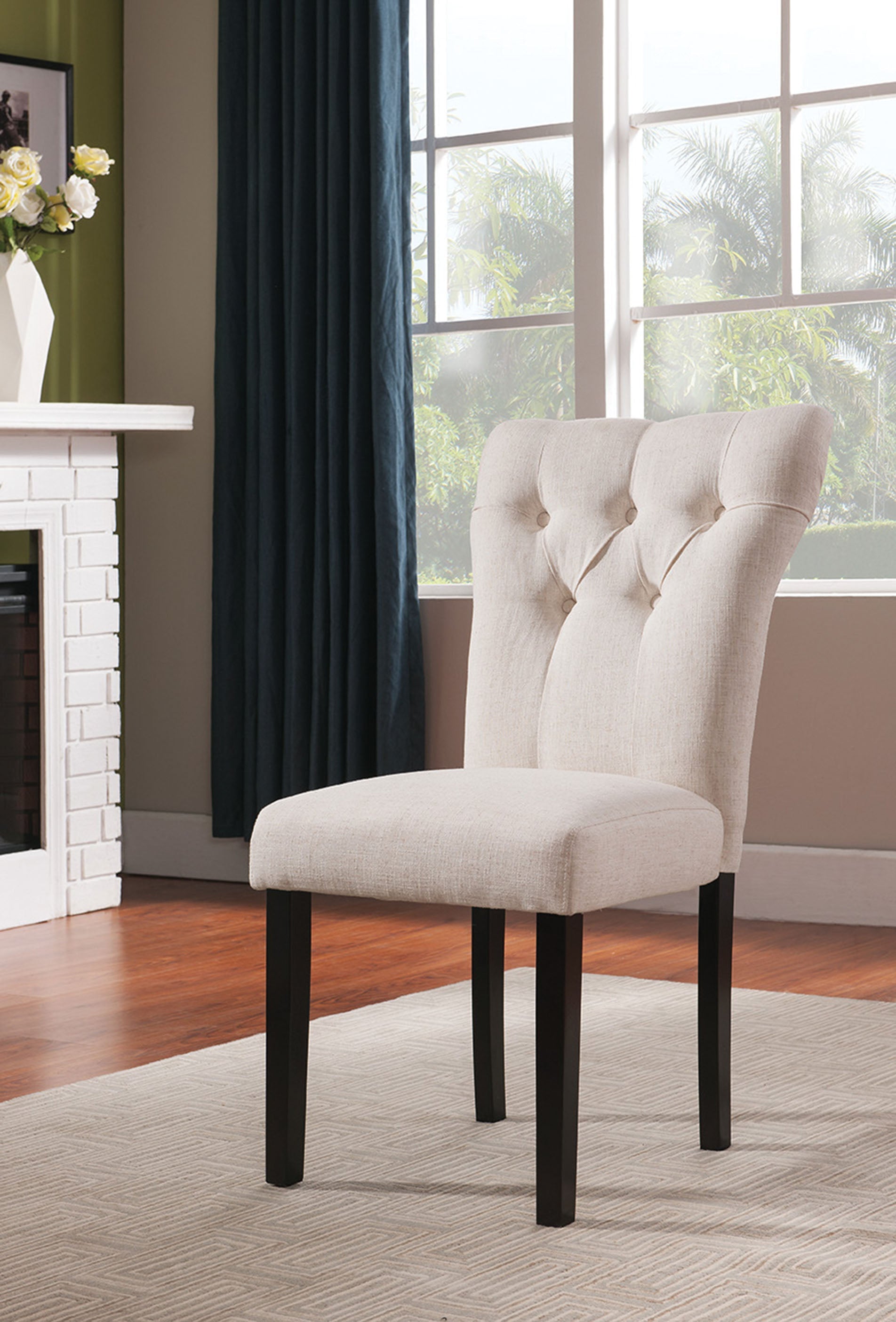 HomeRoots 26' x 21' x 39' 2-Piece Beige Linen And Walnut Side Chair