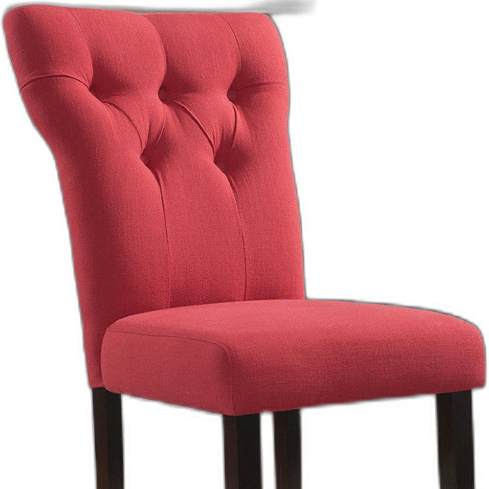 HomeRoots 26' x 21' x 39' 2-Piece Red Linen And Walnut Side Chair