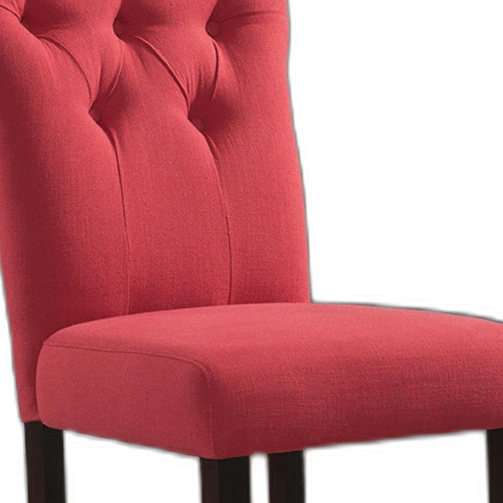 HomeRoots 26' x 21' x 39' 2-Piece Red Linen And Walnut Side Chair